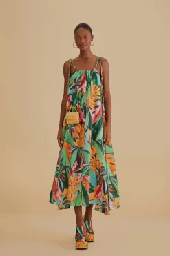 Banana Foliage Midi Dress