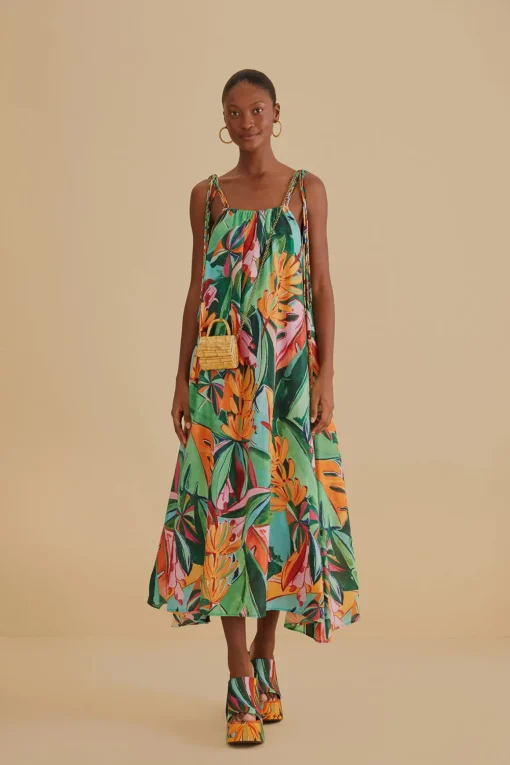 Banana Foliage Midi Dress