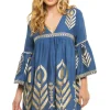 Embroidered Metallic Mini Dress