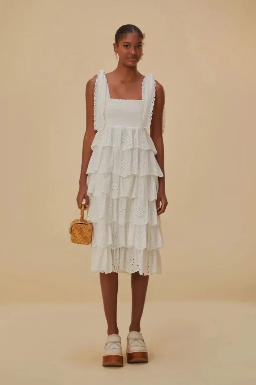 Embroidered Ruffle Midi Dress
