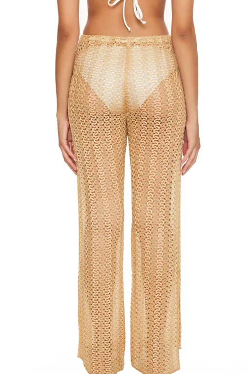 Golden Metallic Crochet Pants