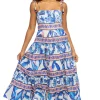Off-White Blue Foliage Midi Dress