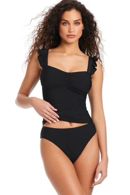 Ruffle Strap Tankini Top