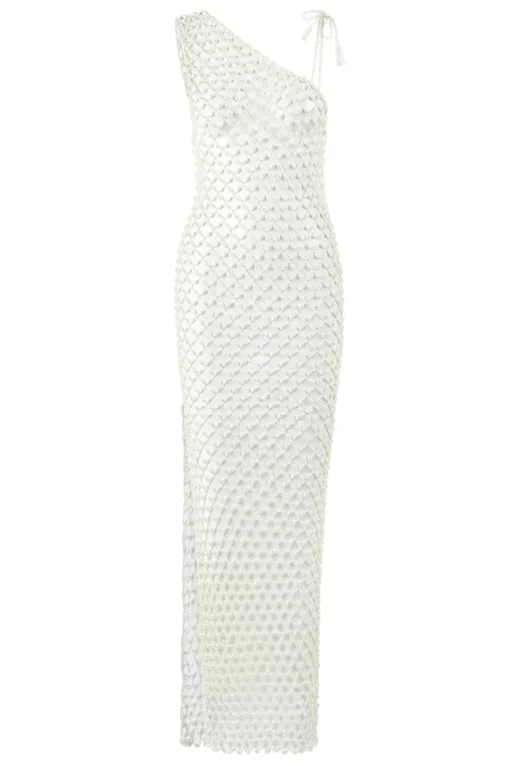 Serene Hand-Crocheted Asymmetrical Maxi Dress
