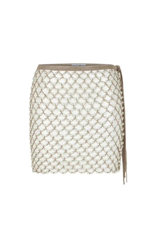 Crochet Pearl Beaded Mini Cover Skirt