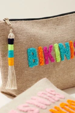 Embroidered Canvas Bikinis Pouch