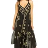 Embroidered Metallic Maxi Dress