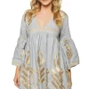 Embroidered Metallic Mini Dress