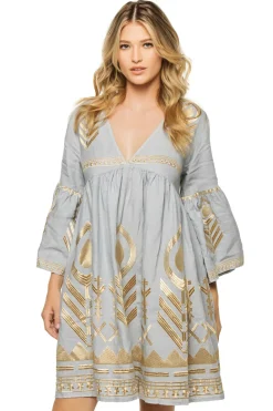Embroidered Metallic Mini Dress
