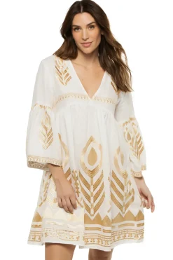 Embroidered Metallic Mini Dress