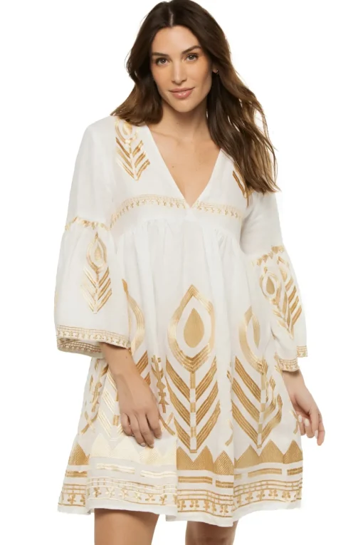 Embroidered Metallic Mini Dress