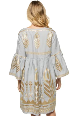 Embroidered Metallic Mini Dress