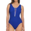 Lace Up Plunge One Piece Swimsuit