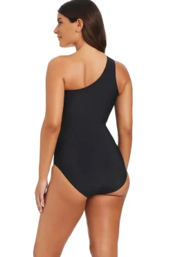 Leather Asymmetrical One Piece Swimsuit
