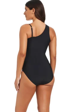 Leather Asymmetrical One Piece Swimsuit