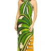 Linen Toucan Tree Midi Dress