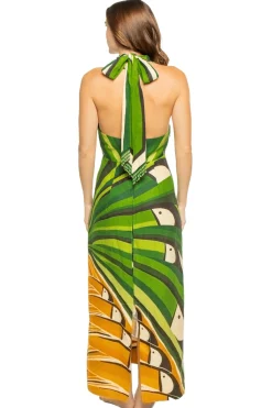 Linen Toucan Tree Midi Dress