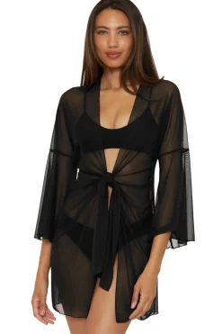 Mesh Tie Front Kimono