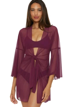 Mesh Tie Front Kimono