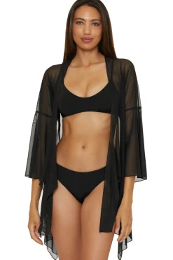 Mesh Tie Front Kimono