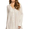 Metallic Stripe Shirt Dress