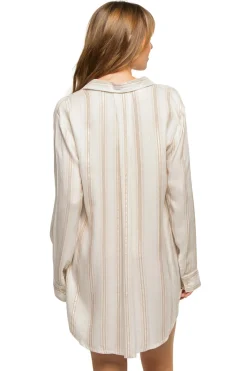 Metallic Stripe Shirt Dress