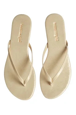 Metallic Thong Flip Flops