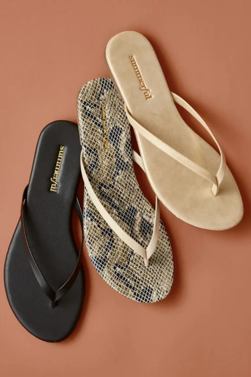 Metallic Thong Flip Flops