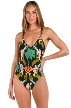 Palm Mirage Plunge One Piece Swimsuit