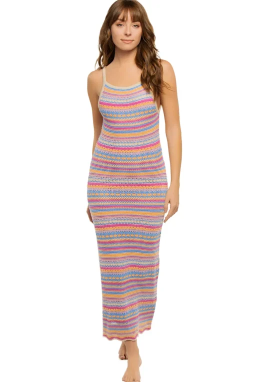 Striped Crochet Midi Dress