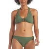 Textured Ring Front Halter Bikini Top