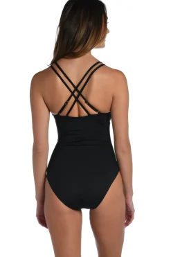 Underwire Lace Up One Piece Swimsuit