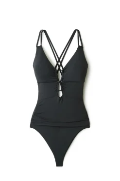 Underwire Lace Up One Piece Swimsuit