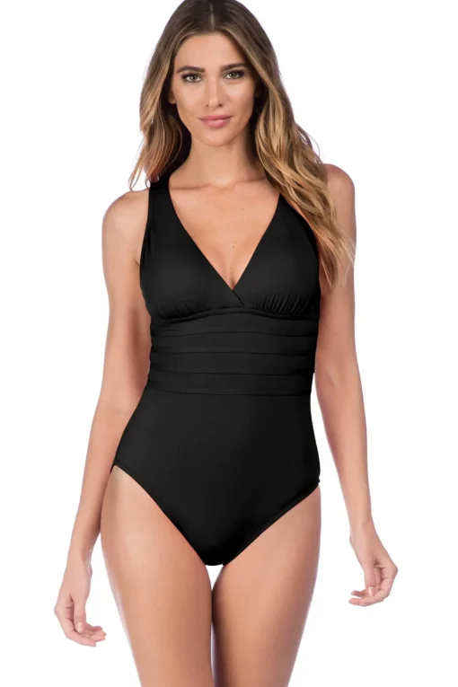 V-Neck Over The Shoulder One Piece Swimsuit