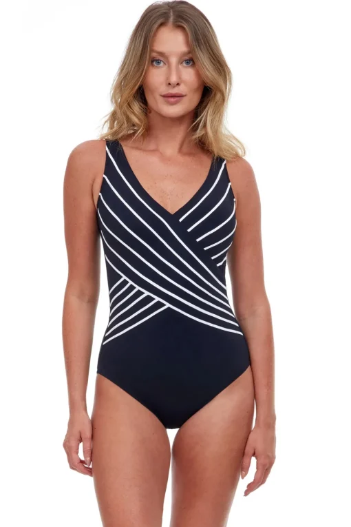 V-Neck Surplice One Piece Swimsuit