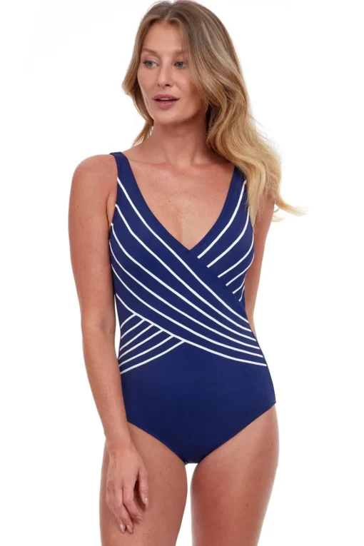 V-Neck Surplice One Piece Swimsuit