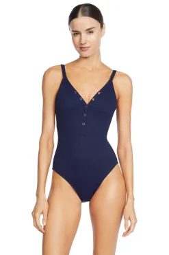Amy Ribbed Over The Shoulder One Piece Swimsuit