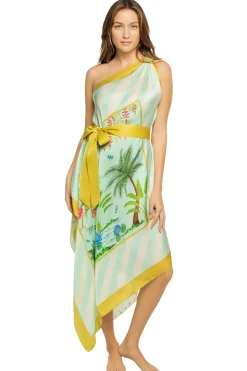 Asymmetrical Multi-Way Scarf Midi Dress