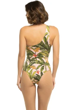 Banana Leaves Asymmetrical One Piece Swimsuit