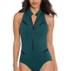 Coco Zip-Front Racerback One Piece Swimsuit