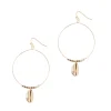 Cowrie Drop Hoop Earrings