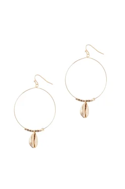 Cowrie Drop Hoop Earrings