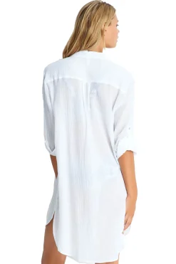 Crinkle Twill Beach Shirt Dress