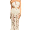 Crochet Lace Cutout Maxi Dress