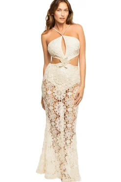 Crochet Lace Cutout Maxi Dress