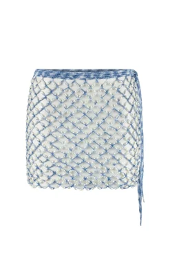 Crochet Pearl Beaded Mini Cover Skirt