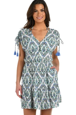 Deja-Blue V-Neck Mini Dress