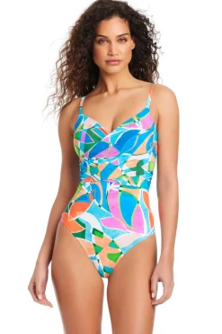 Draped One Piece Swimsuit