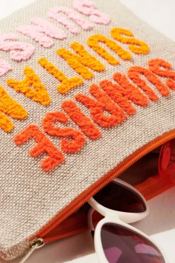 Embroidered Canvas Pouch