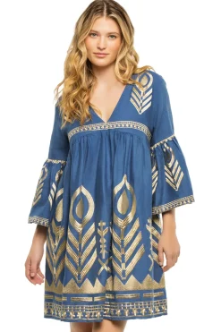 Embroidered Metallic Mini Dress